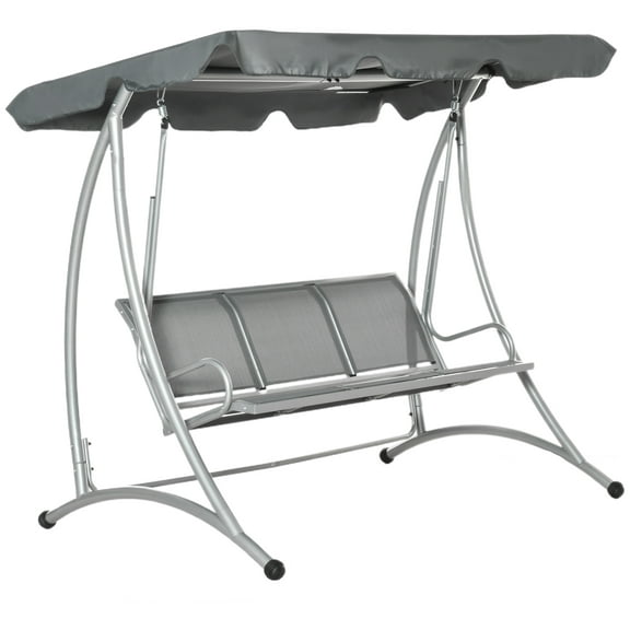 Outsunny Steel Freestanding Chair Porch Swings with Canopy, Light Gray