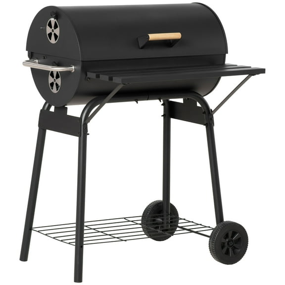Outsunny Steel Portable Backyard Charcoal BBQ Grill and Offset Smoker Combo