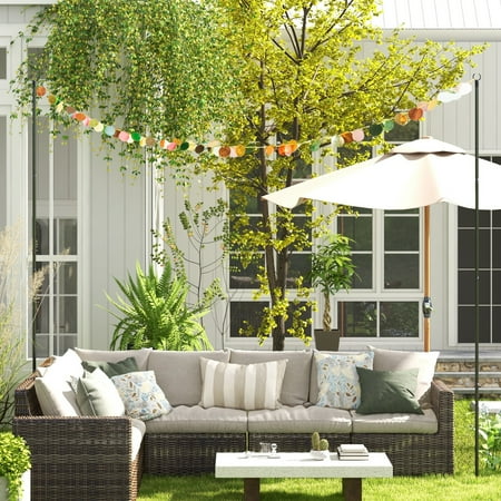 Outsunny String Light Poles, 10' Steel Light Poles for Outside, 2 Pack