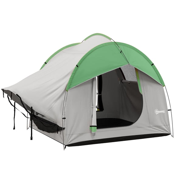 Outsunny Suv Tent,2000Mm Waterproof Truck Tent with 3 Doors and Mesh Window,For 5-6 Person Camping Outdoor Travel,7.5' L X 6.9' W X 6.9' H,Gray and Green,Grey Polyester Garden Outdoor Tents