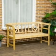 thumbnail image 1 of Outsunny Three-Seater Outdoor Patio Bench, Three-Person Wooden Bench with Wingback Backrest and Armrests, Slatted Seat, Natural, 1 of 9