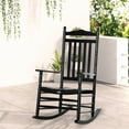 thumbnail image 1 of Outsunny Traditional Wooden High-Back Rocking Chair for Porch, Indoor/Outdoor, Black, 1 of 9
