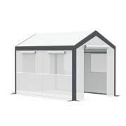 Outsunny Walk-in Garden Greenhouse Fully Enclosed with Extra Thick Steel Tubing, 4 Windows (plus screens), and 2 Zippered Doors for a Perfect Garden Haven, White