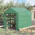 thumbnail image 1 of Outsunny Walk-in Greenhouse for Outdoors with Roll-up Zipper Door, 18 Shelves, PE Cover, Heavy Duty Humidity Seal, 95.25" x 70.75" x 82.75", Green, 1 of 10