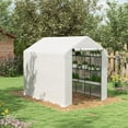 thumbnail image 1 of Outsunny Walk-in Greenhouse with Roll-up Zipper Door, 18 Shelves, PE Cover, Small & Portable Build, Humidity Seal, 95.25" x 70.75" x 82.75", White, 1 of 9