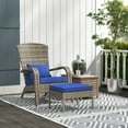 thumbnail image 1 of Outsunny Wicker Adirondack Chair Fire Pit Chair w/ Ottoman & Cushions, Blue, 1 of 9