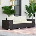thumbnail image 1 of Outsunny Wicker Outdoor Couch with Storage, Thickened Cushions, 3 Seater Patio Sofa with Wide Armrests and Seat for Porch, Garden, Yard, Cream White, 1 of 9