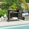 thumbnail image 1 of Outsunny Wicker Outdoor Storage Cabinet, Rattan Outdoor Buffet Cabinet Sideboard with Two Doors, Shelf, Metal Top for Pool, Garden, Porch, Mixed Gray, 1 of 9