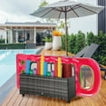 thumbnail image 1 of Outsunny Wicker Patio Poolside Float Storage Basket, PE Rattan Outdoor Pool Caddy with Rolling Wheels for Floaties, Noodles, Life Vests, Beach Balls, Toys, Grey, 1 of 9