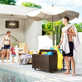 Outsunny Wicker Pool Float Storage Organizer, Pool Float Holder