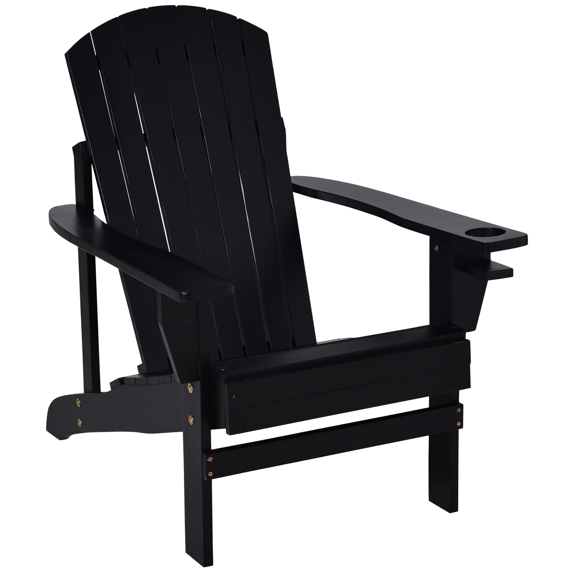 Outsunny Wood Adirondack Chair, Wooden Outdoor & Patio Seating, Black - image 1 of 9