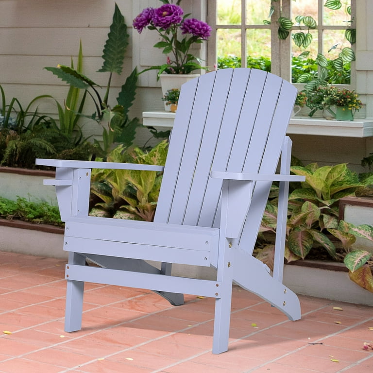 Outsunny Adirondack Chair, Rustic Wooden Outdoor Patio Seating