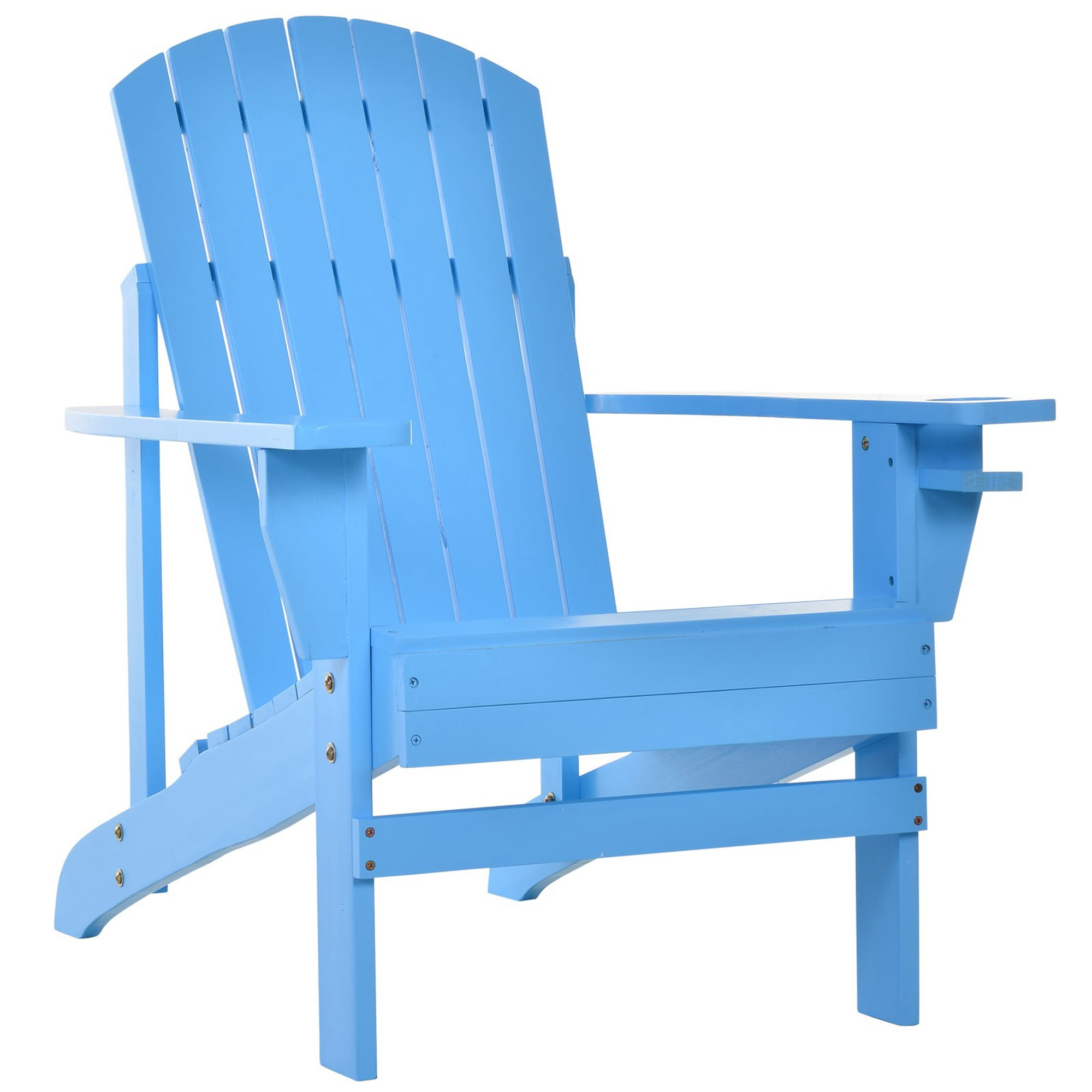 Outsunny Wooden Adirondack Chair, Outdoor Patio Lawn Chair with Cup