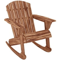 Outsunny Wooden Adirondack Rocking Chair with Slatted Design, Carbonized