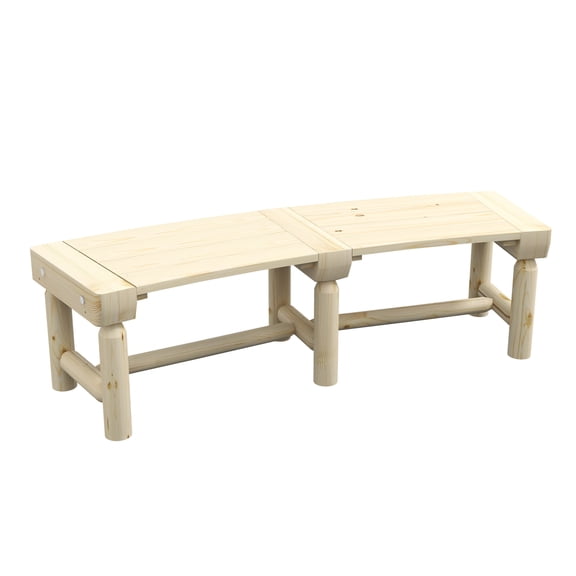 Outsunny Wooden Garden Bench, Semicircular Round Outdoor Tree Bench, Wrap Around Park Bench for Yard, Patio, Deck, Lawn, Natural