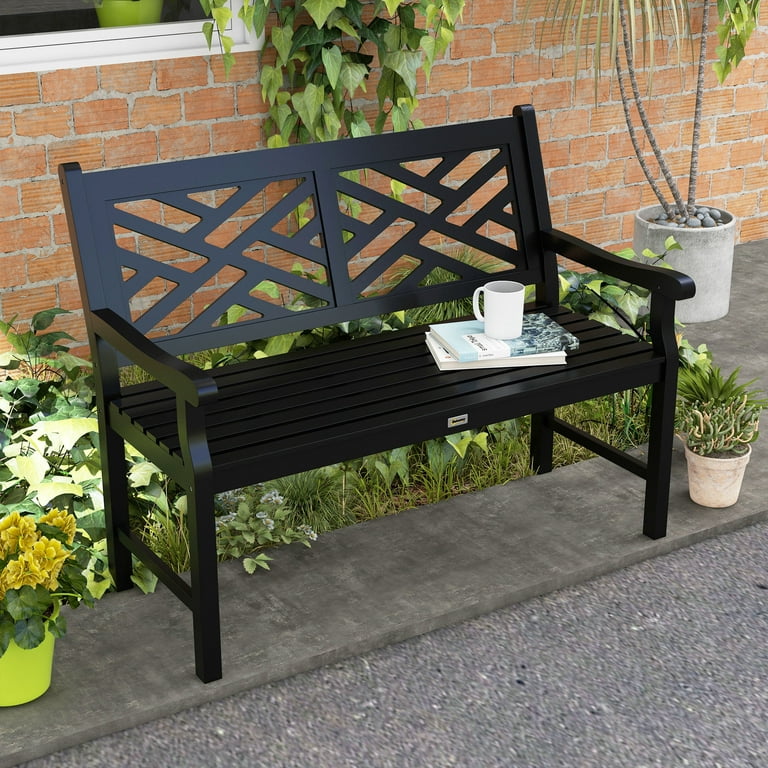 Outsunny Outdoor Wooden Garden Bench with Slatted Seat