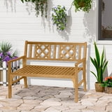 Outsunny Wooden Outdoor Garden Bench for 2, Portable Folding Bench, Natural - Walmart.com
