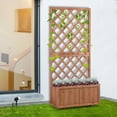thumbnail image 1 of Outsunny Wooden Planter with Trellis, 59" Outdoor Raised Garden Bed with Drainage Holes, Planter Box for Climbing Vine Plants Flowers, Orange, 1 of 10