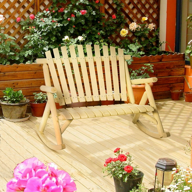 Free Shipping! Outsunny Wooden Porch Rocking Chair, Wood Double