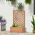 thumbnail image 1 of Outsunny Wooden Raised Garden Bed 46"x24"x30" Brown Lattice Trellis Boxes with Water Drainage Slot, 1 of 10