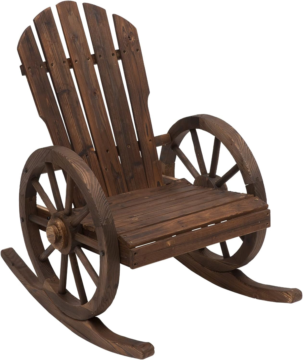 Outsunny Wooden Rocking Chair, Adirondack Rocker Chair w/Slatted Design ...