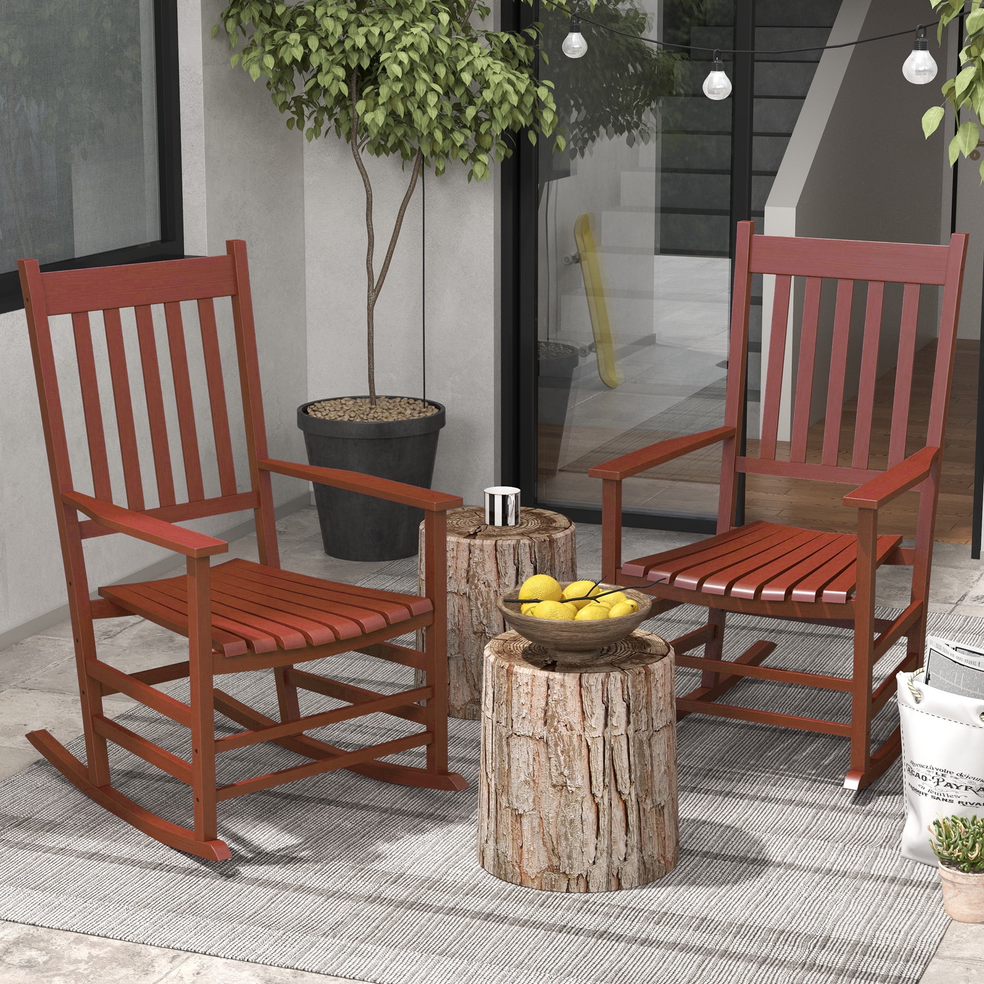 Outsunny Patio Furniture: Balcony Rocking Chair Set, Outdoor Rocker Set ...