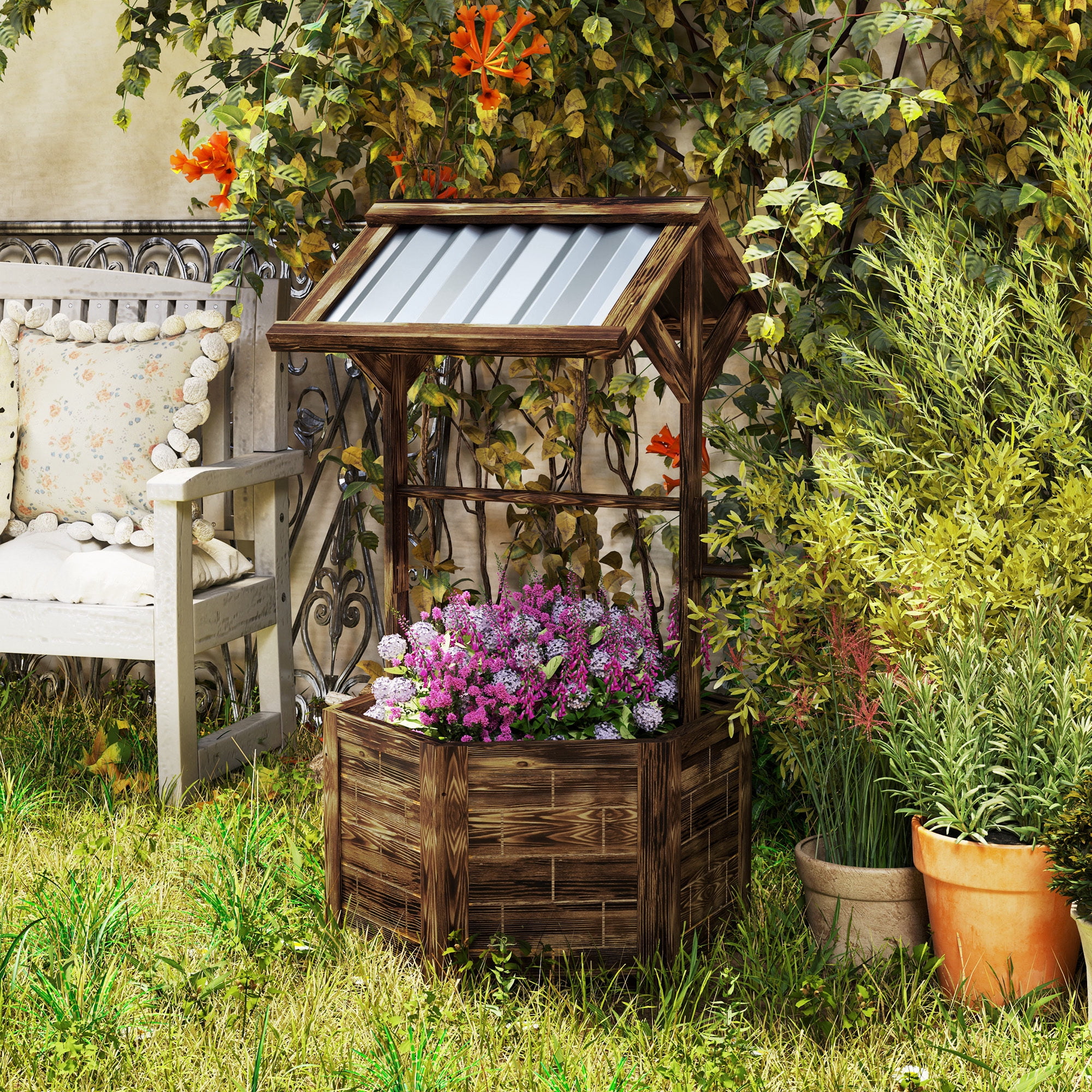 No260 三角お屋根のFLOWERS and GARDEN 棚4段brown No260 三角お屋根のFLOWERS and GARDEN 棚4段brown