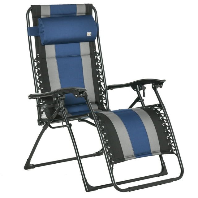Outsunny XL Oversize Zero Gravity Recliner, Padded Patio Lounger Chair