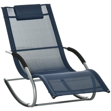 Outsunny Zero Gravity Chaise Rocker Patio Lounge Chairs Recliner Relaxer Dark Blue