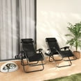 thumbnail image 1 of Outsunny Zero Gravity Lounge Chair Set of 2 Reclining Folding Outdoor Lounge Chairs with Cushion, Headrest, and Side Tray for Patio Beach, Black, 1 of 9