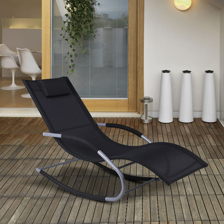 Outsunny rocking wooden patio recliner hotsell