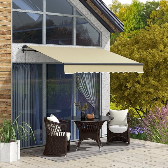 Outsunny&nbsp;8' x 6.5' Patio Retractable Awning Sunshade Shelter, Beige