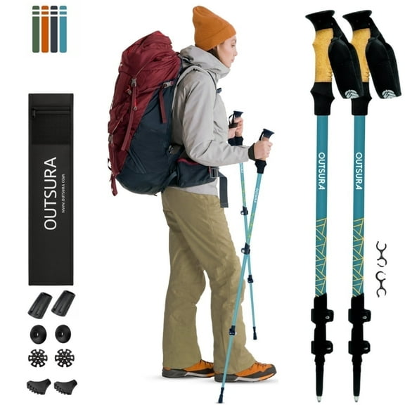 Outsura Carbon Fiber Hiking Stick 2 Pack – Professional Grade, Collapsible Trekking & Walking Sticks for hiking