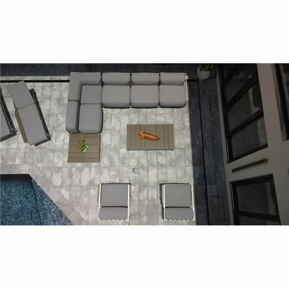 Outsy 0ASUN-9SET Extra Deep Seating Outdoor Set, Gray - 9 Piece