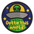 thumbnail image 1 of Outta Out of This World Alien Spaceship Applique Multi-Color Embroidered Iron-On Patch - 2.0 Inch Mini, 1 of 5