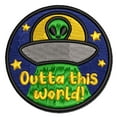 thumbnail image 1 of Outta Out of This World Alien Spaceship Applique Multi-Color Embroidered Iron-On Patch - 3 Inch Medium, 1 of 5