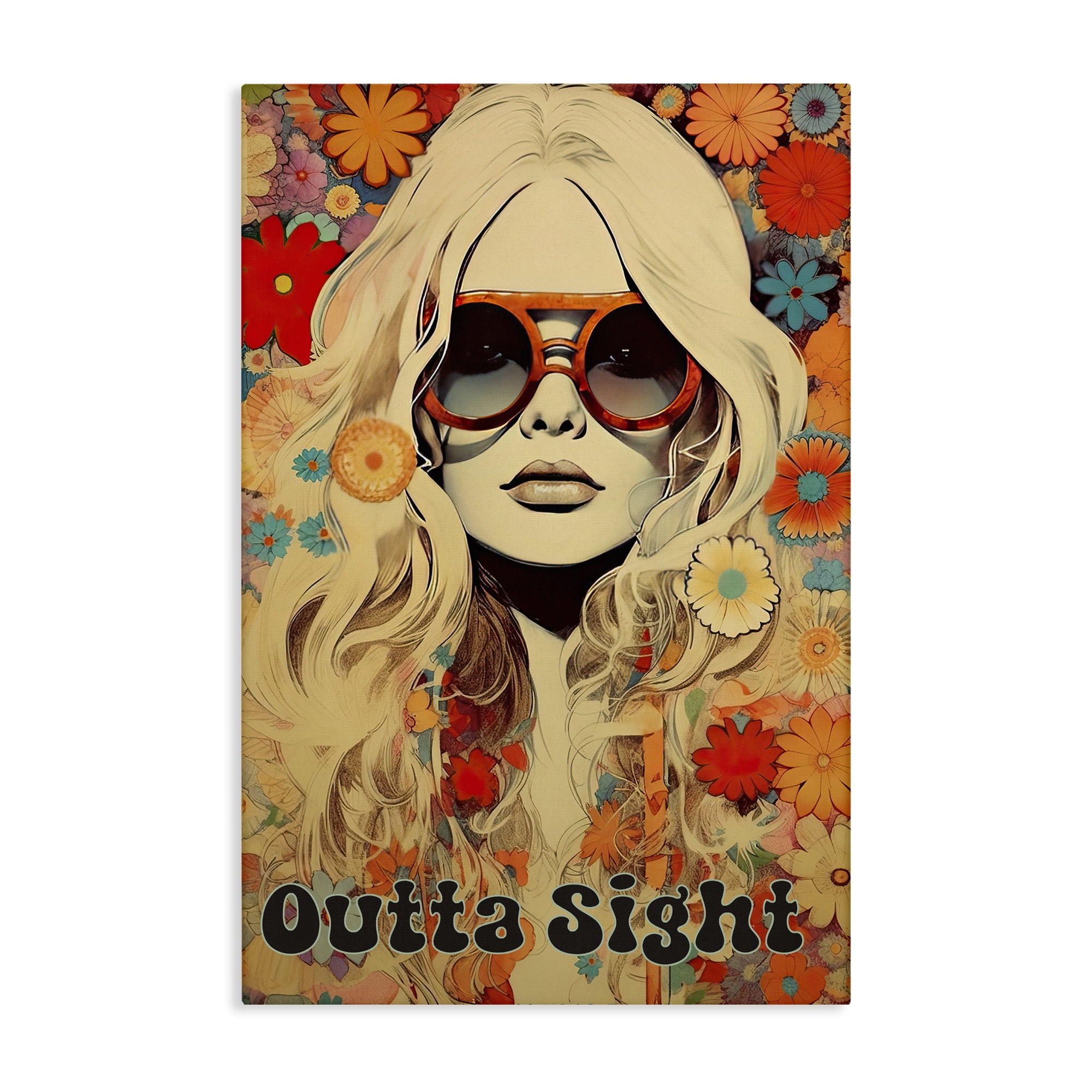 Outta Sight Hippie Girl Canvas Wall Art, design by Sasha
