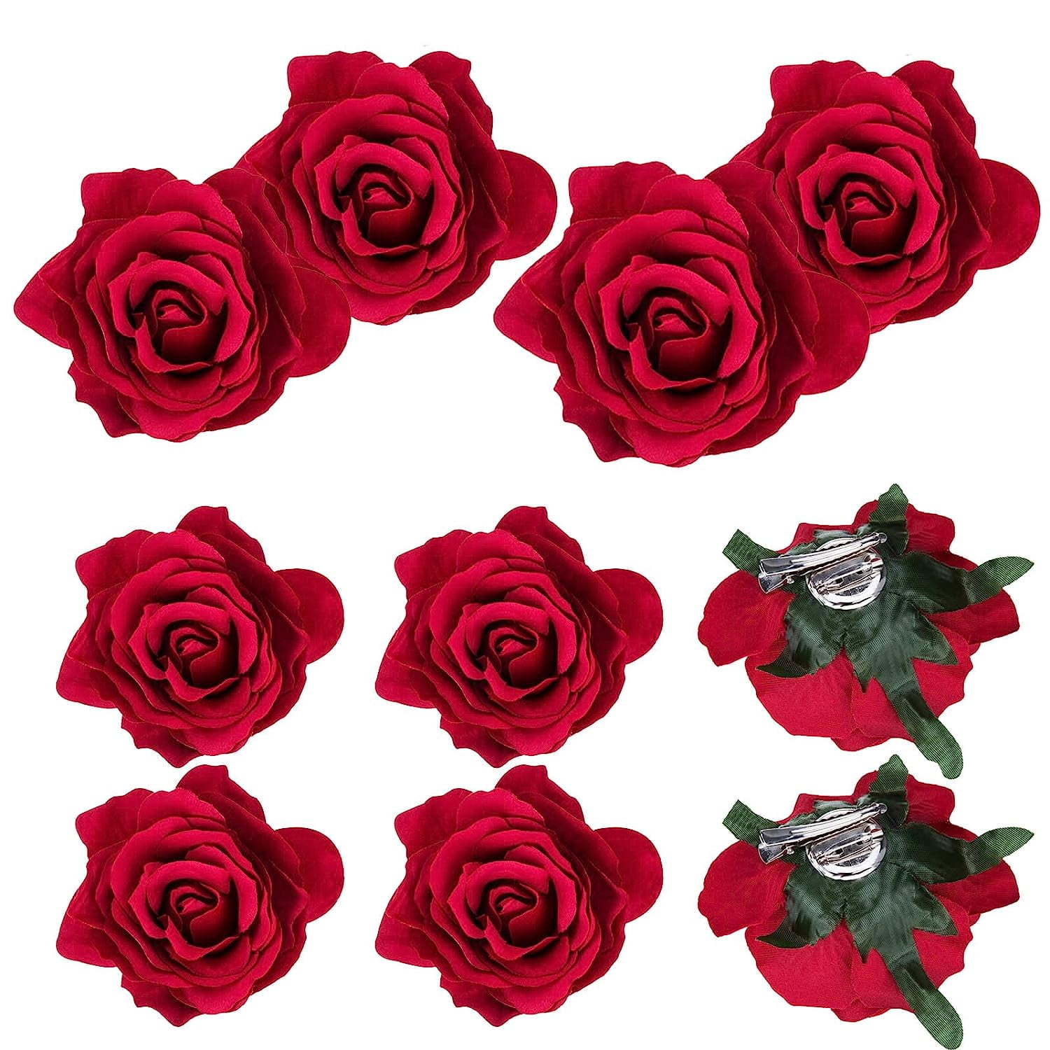 SHERCHPRY 2 1 Flowers for Hair Flower Hair Bow Clips Flower Pins for  Clothes Hair Clips Flowers Red Mexican Jewelry for Women Hawaiian Hair Clip