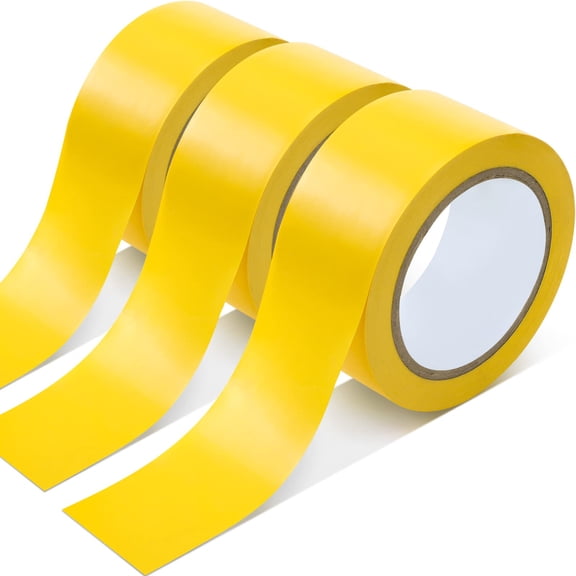Outus Floor Marking Tapes 2" Width 100' Length Yellow Durable Non Abrasive Tough Floor Tape for Social Distancing, Gyms, Athletics, School, Restaurants, Equipment, Heavy Foot Traffic(3 Rolls)
