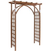 Outvita 7 Ft Wooden Garden Arbor Arch, Fir Wood Arbour Trellis, Pergola Archway for Wedding Ceremony Decoration Pergola Plant Climbing Rose Vines Lawn Courtyard Patio Dark Brown