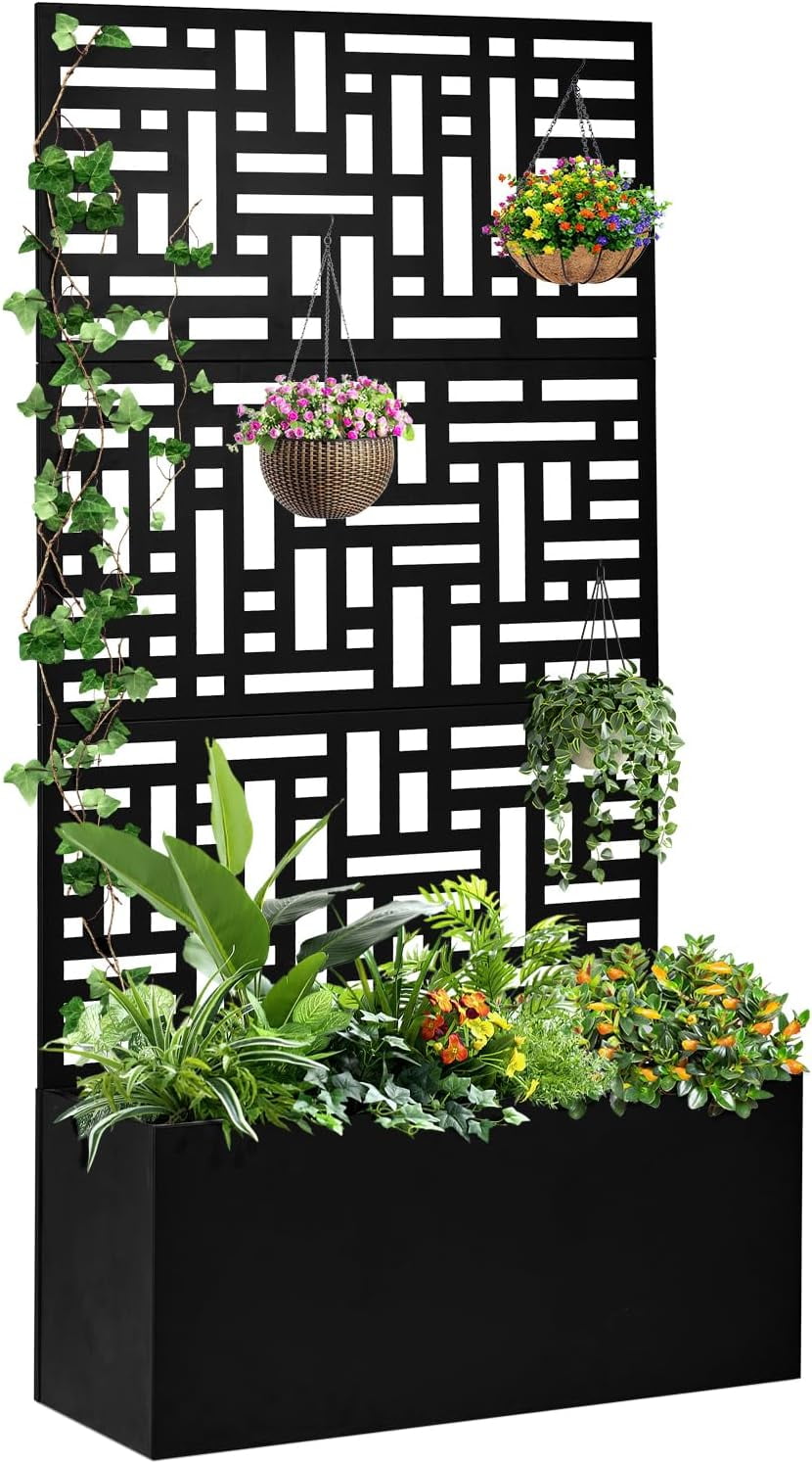 Outvita Metal Raised Garden Bed with Trellis, 36