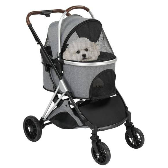 Outvita Pet Stroller, 3-in-1 Folding Dog Stroller with Detachable Carrier, Storage Basket, 4 Wheels Lightweight Travel Stroller Wagon for Small Medium Puppies Doggies Kitties