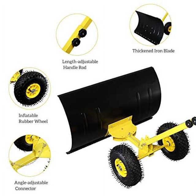 Outvita Snow Shovel with Wheels, 29" Wide 18" Long Snow Plow Shovel Angle & Height Adjustable