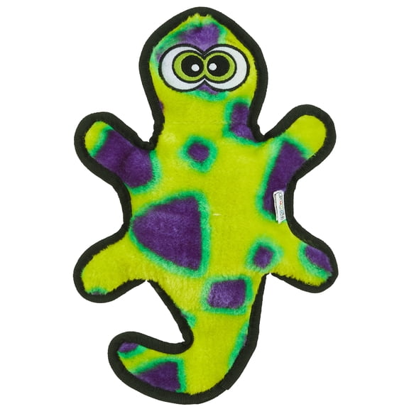 Outward Hound Durablez Medium Gecko Stuffing-Free Squeaky Plush Dog Toy for Puppies & Dogs - Interactive, Soft Yet Tough, No Mess, Jumbo Squeaker, Long-Lasting Play, 13.75 inch, Multicolor