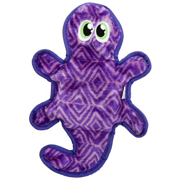 Outward Hound Durablez Stuffing-Free Squeaky Interactive Dog Toy, Tough Plush, Gecko, Purple, Medium