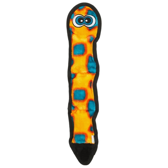 Outward Hound Durablez Stuffing-Free Squeaky Interactive Dog Toy, Tough Plush, Snake, Orange, Large