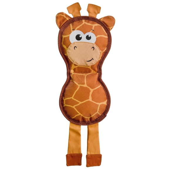 Outward Hound Fire Biterz Squeaky Plush Dog Toy, Giraffe, Brown, Medium