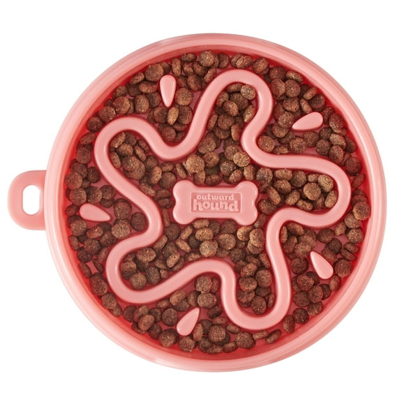 Outward Hound Fun Feeder Slo Bowl Star, Small, Red