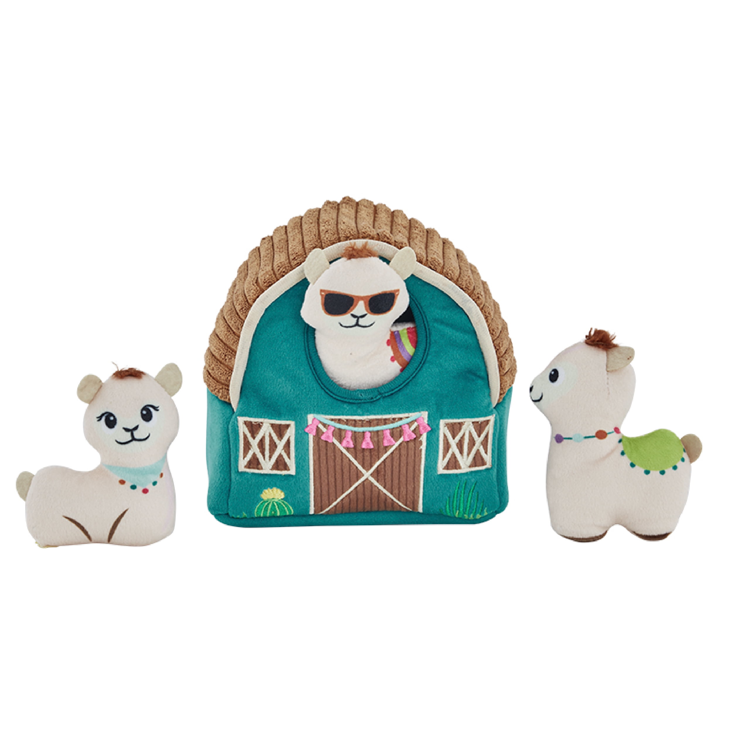 Outward Hound Hide a Llama Plush Dog Toy Teal 6.75" x 4" x 6"