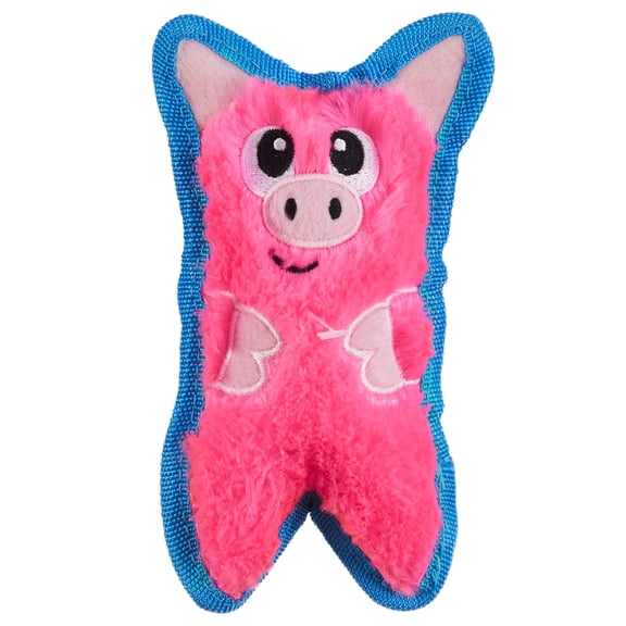 Outward Hound Durablez Minis Squeaky Plush Dog Toy, No Stuffing for Less Mess, Interactive & Tough, Jumbo Squeaker, Puppies & Small Dogs, Pig, 6.8"